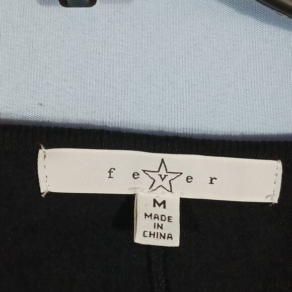 FEVER Women's Medium Black Floral Embroidered Long Sleeve Sweater Rayon Blend - Picture 2 of 7